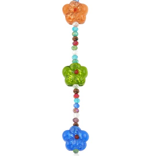 12 Pack: Multicolor Lampwork Glass Flower Beads by Bead Landing&#x2122;